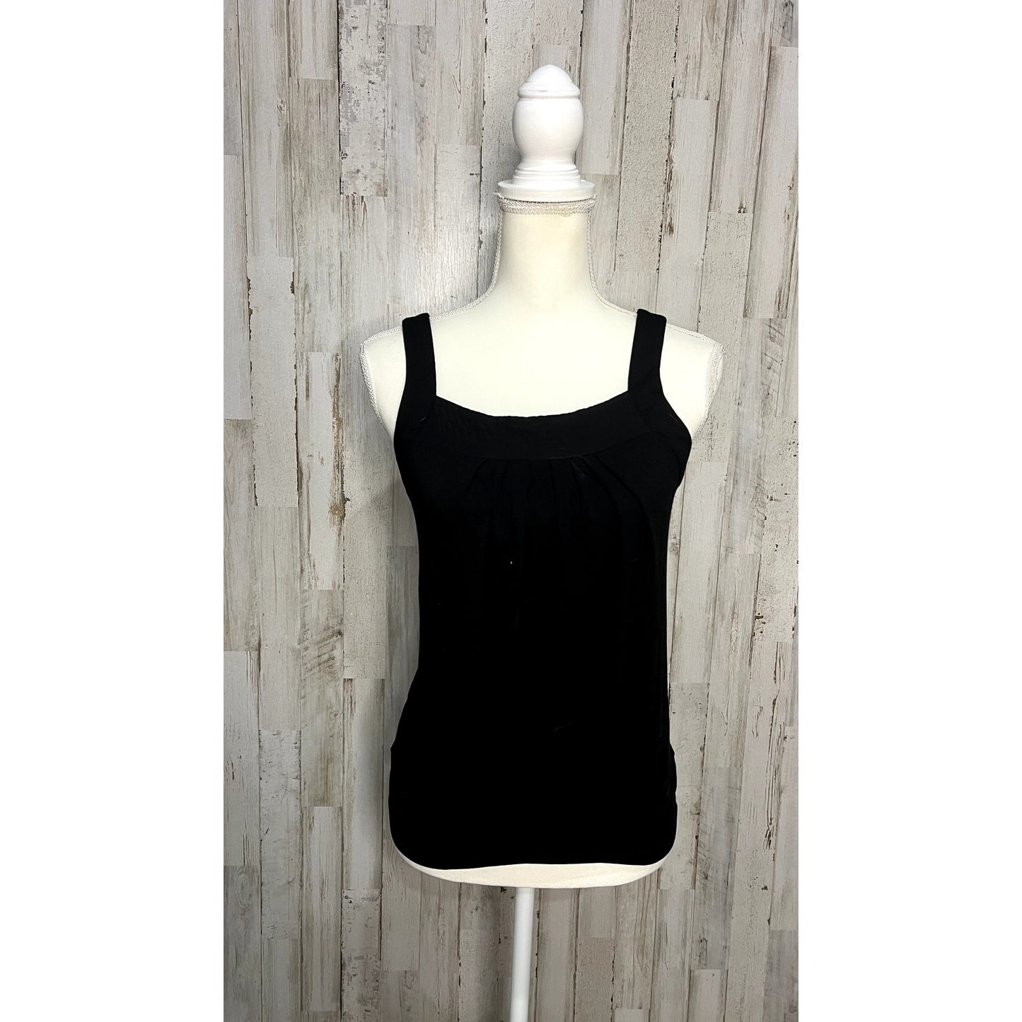 White House Black Market Women's XS Black Draped Square Neck Tank Top