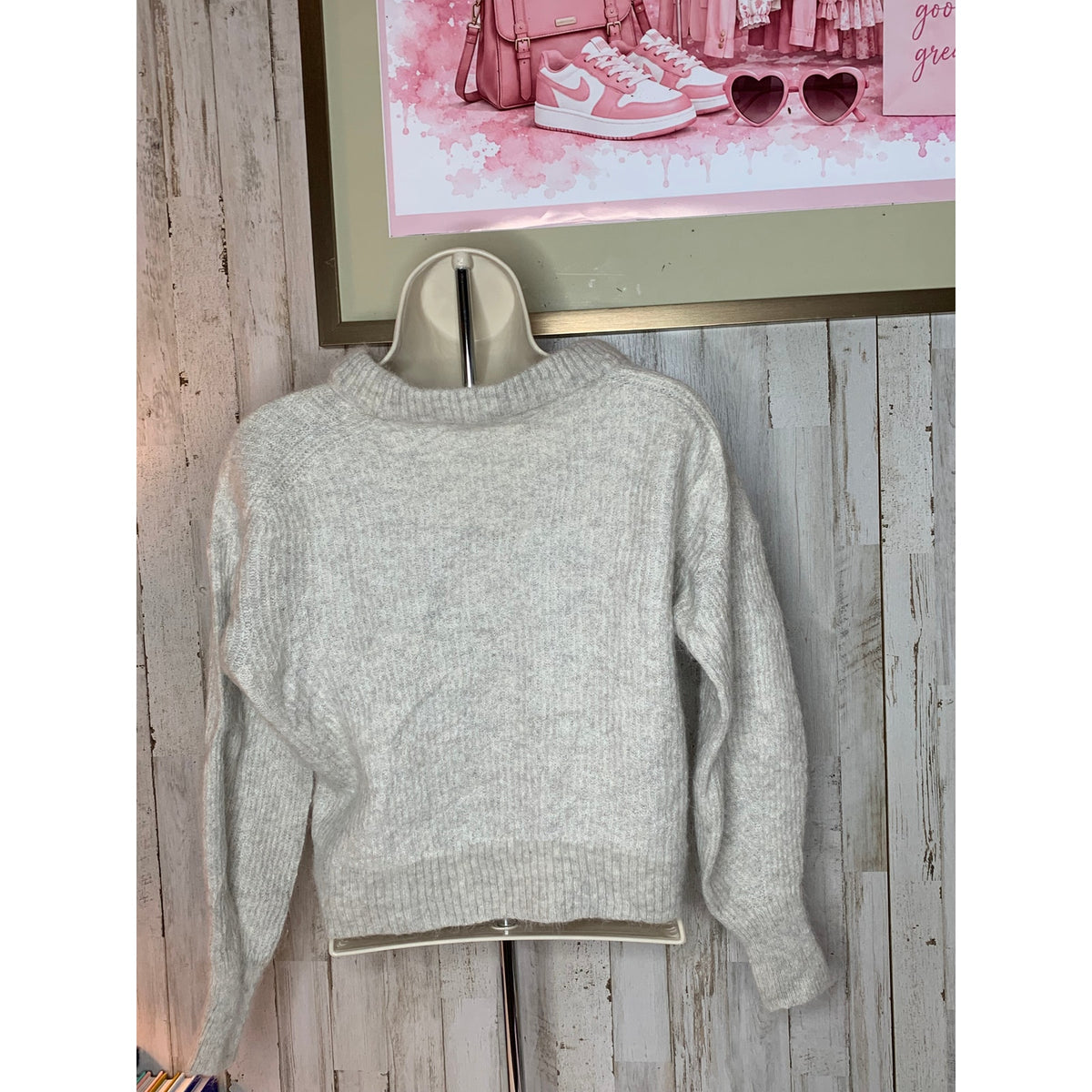 Everlane Sweater Womens Medium Light Gray Heather Crew Neck Pullover Knit