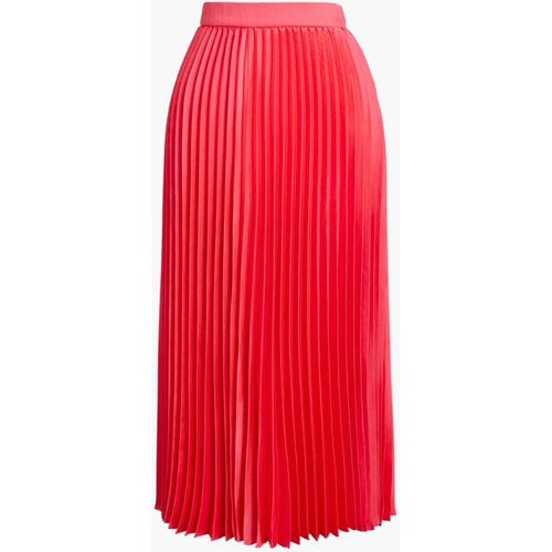 NWT J.Crew Factory Women's Large Pink/Coral Pleated Elastic Waist Midi Skirt