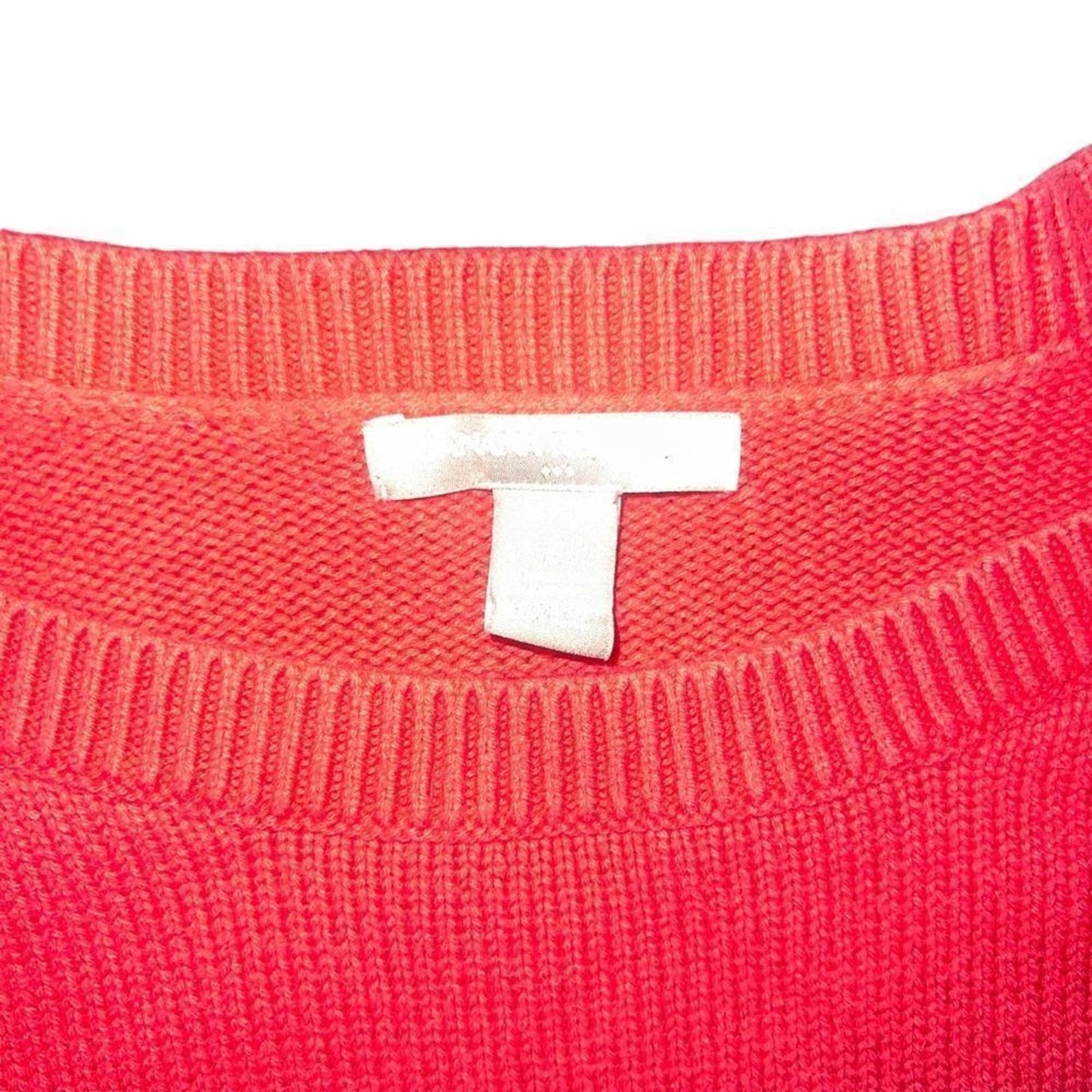Banana Republic Knit 3/4 Sleeve Boat Neck Coral/Gray Stripe Sweater