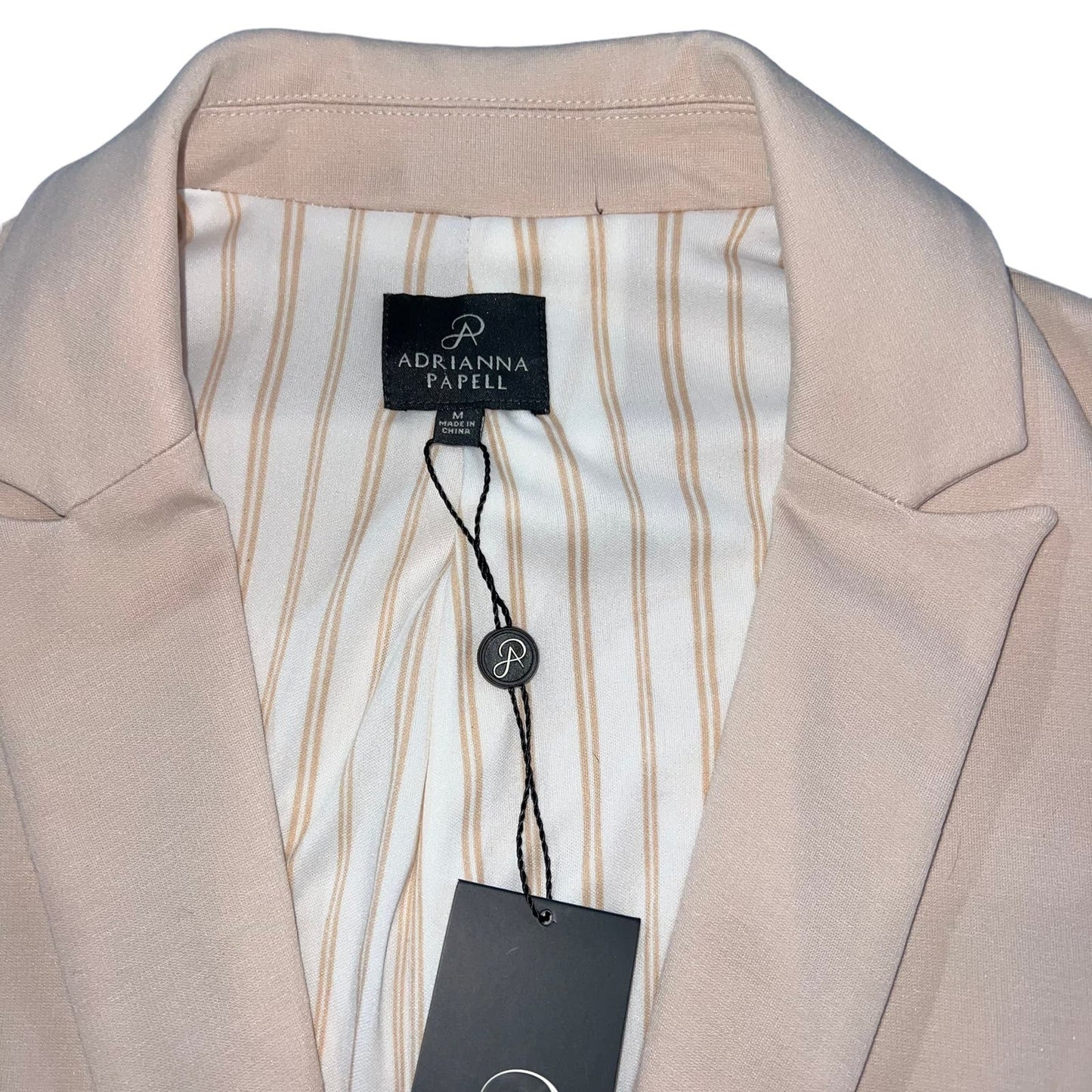 NWT Adrianna Papell Women's Medium Blush Pink Single Button Ponte Blazer Jacket