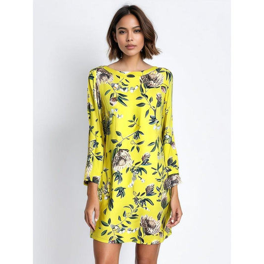 NWT LOFT Petites Floral Shift Dress Yellow Long Sleeve Knee Length 2P