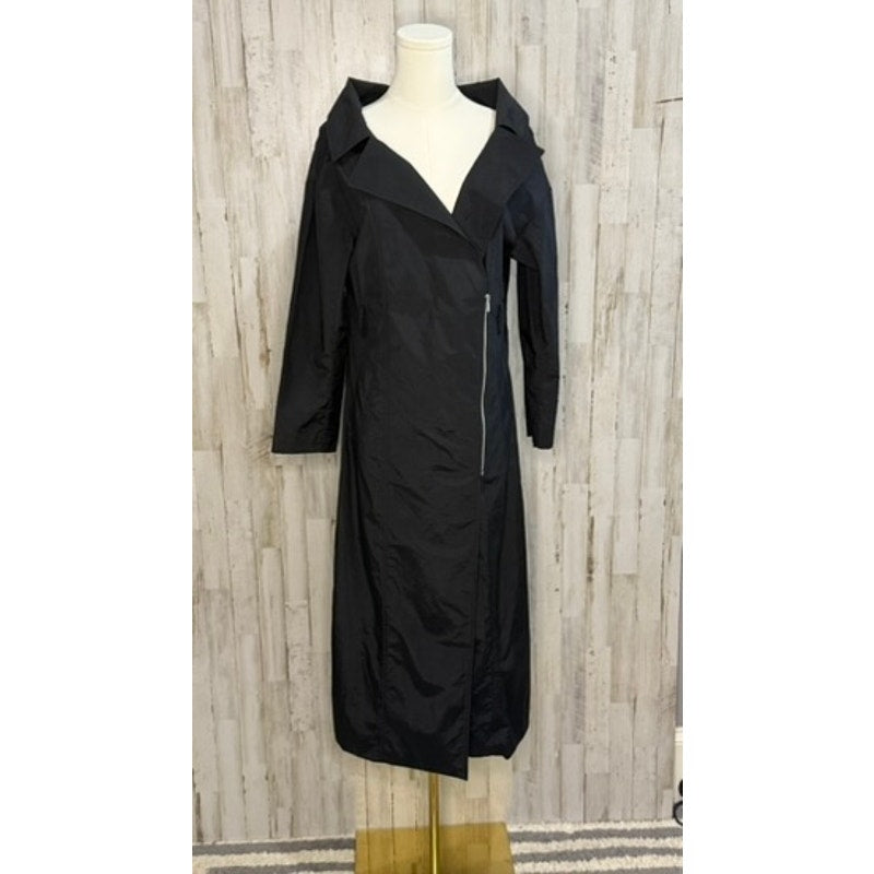 NWT Atelier & Other Stories Women's Black Trench Coat Size 6 Asymmetrical Zip