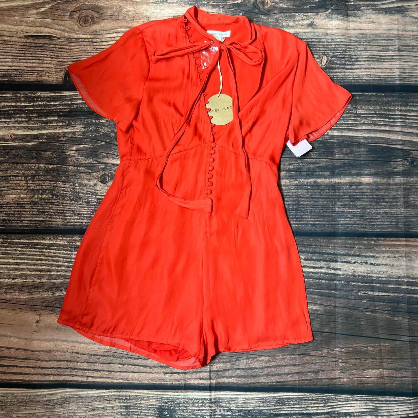 NWT Honey Punch Women's Orange Short Sleeve Romper Size Small Casual Summer Wear