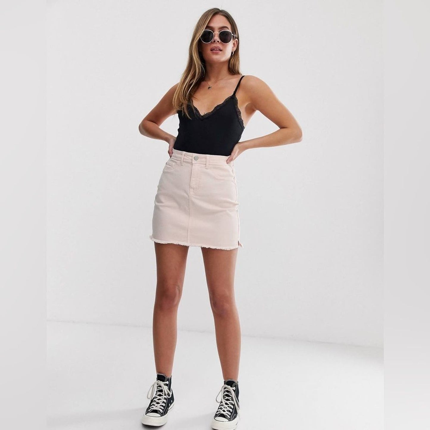 ASOS JDY Denim Pink Mini Skirt EU size 42 / US size 10