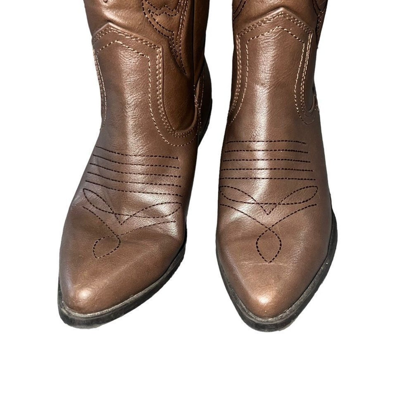 Soda Women's Western Cowboy Boots Brown Mid-Calf Pull On Pointed Toe Size 8