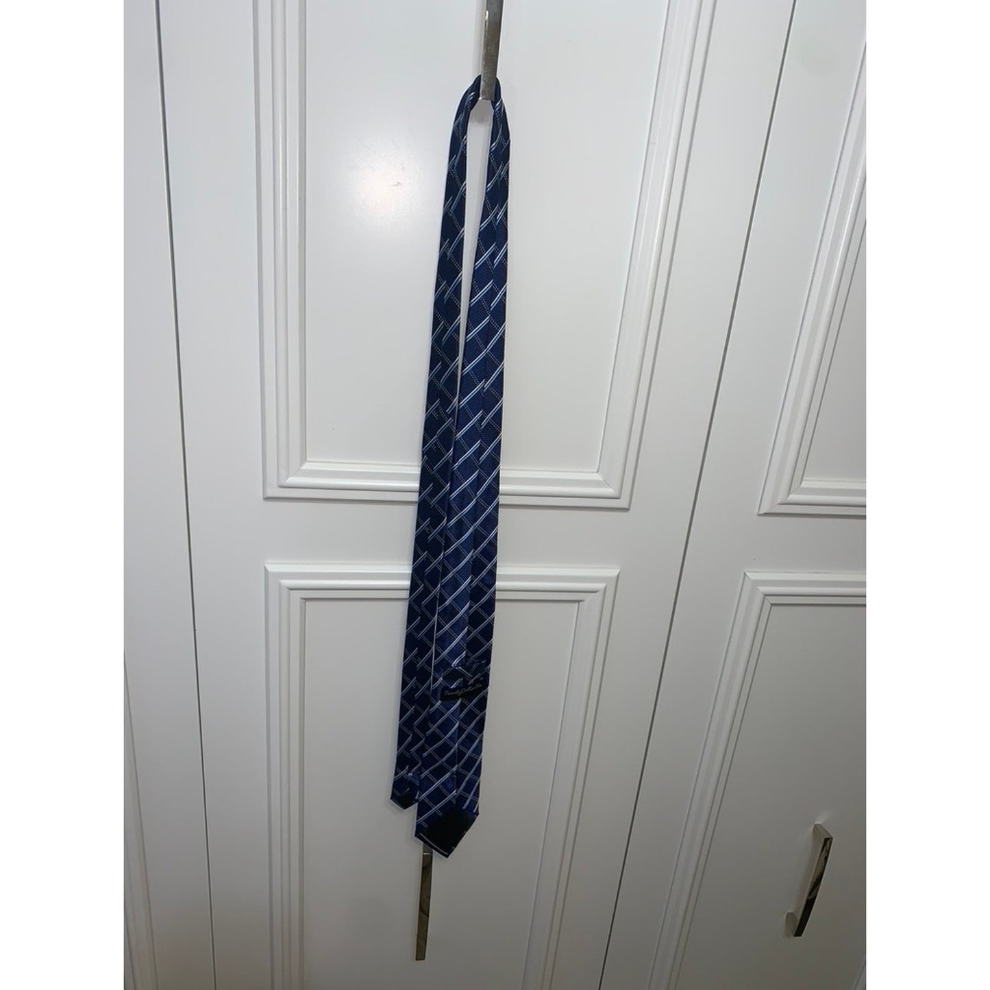 Twenty Dollar Tie Men's Designer Navy Blue Plaid Necktie