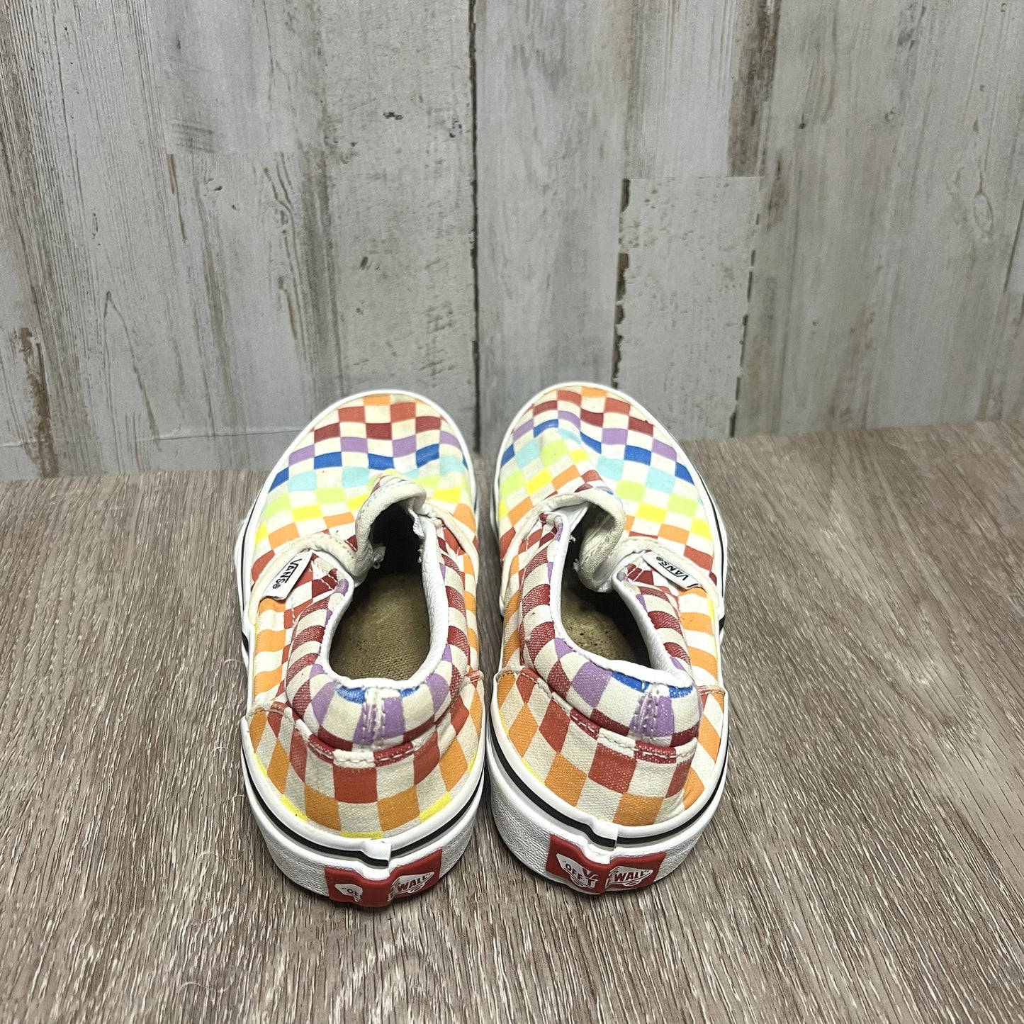 Vans Rainbow Checkerboard Slip-On Skate Shoes Multicolor Kids Size 2