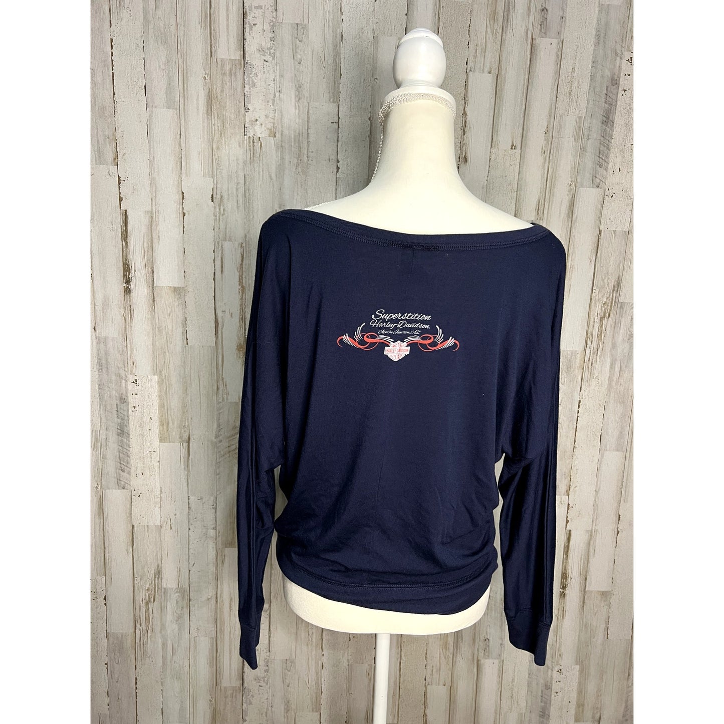 Harley-Davidson Women's Long Sleeve Graphic T-Shirt Blue Size Large Casual