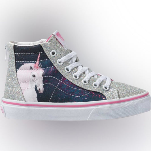 VANS Digi Unicorn Sk8-Hi Zip Glitter Girls Shoes - Toddler 4.0