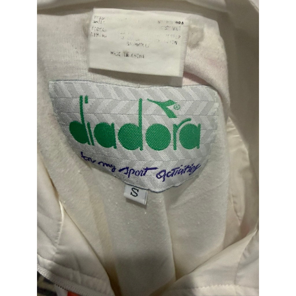 Diadora Tracksuit Set Womens Size Small White Coral Polka Dot Zip Jacket Pants