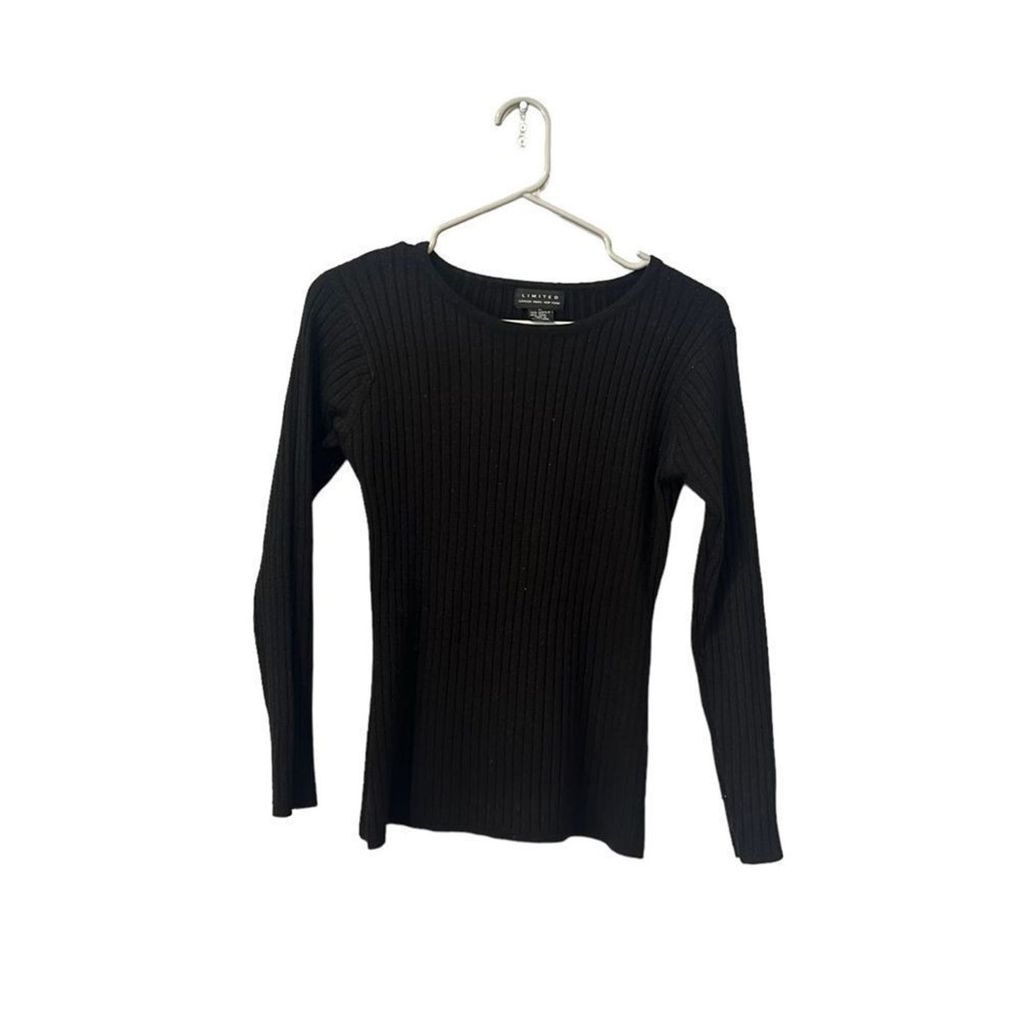 Limited Black Ribbed Wool Long Sleeved Sweater M