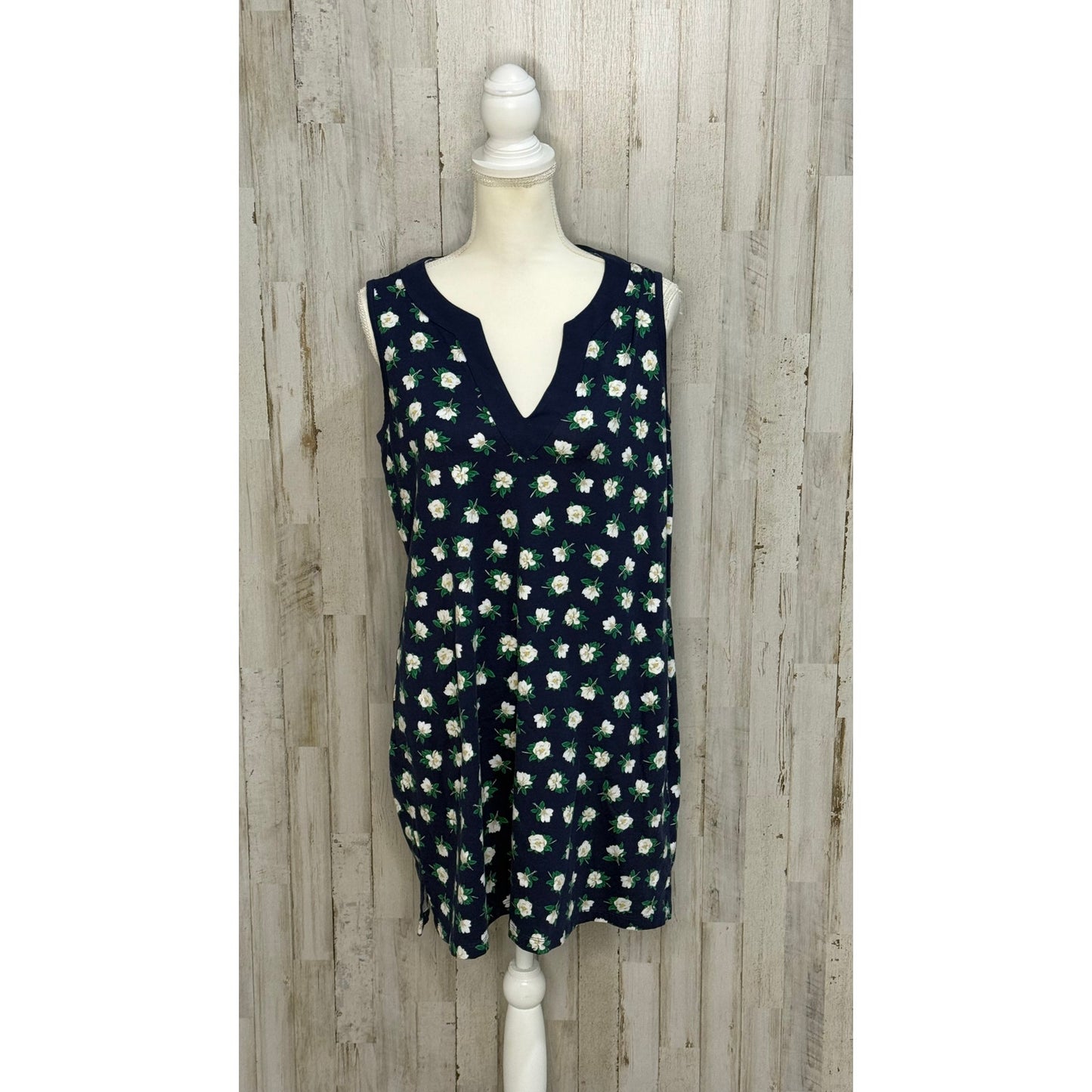 Draper James x Lands' End Blue Floral Shift Dress Petites Size Medium