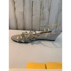 Nina Bibiana Wedge Sandals Womens 7.5 Silver Glitter