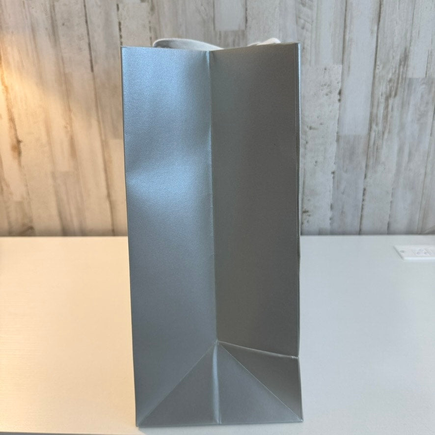 Gucci Large Metallic Silver Shopping Gift Bag White Ribbon Handles