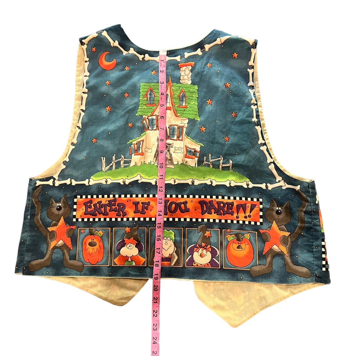 VINTAGE Women's Halloween Haunted House Reversible Quilted Handmade Vest Size XL