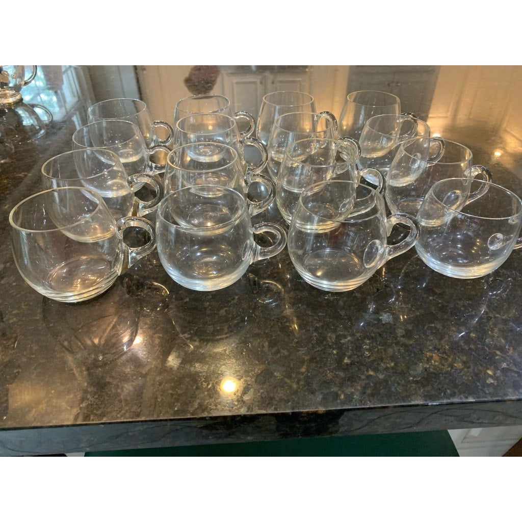 Vintage Glass Teacups Set 16-Piece Clear