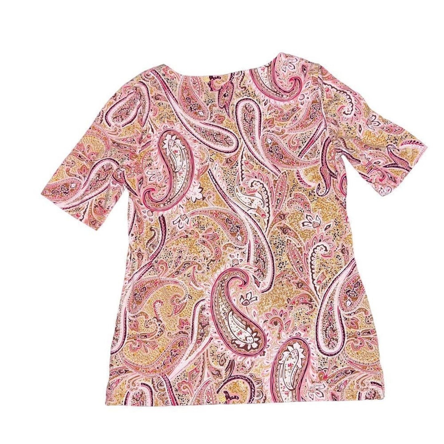 Talbots Split Neck Tee - Sprinkle Paisley - Size Small