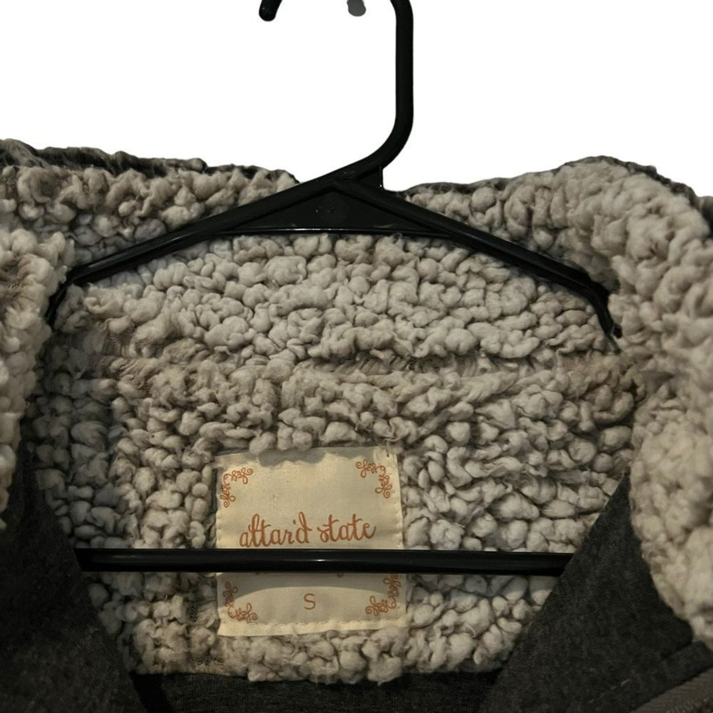 Altar’d State Jacket Womens Small Gray Sherpa Fleece 1/4 Zip Pullover