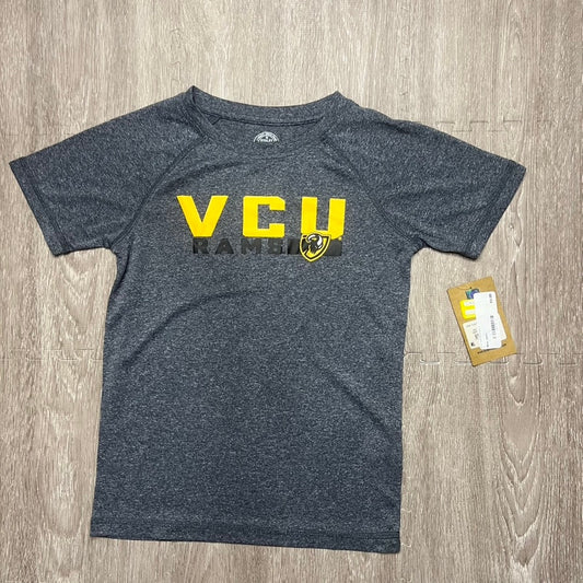 NWT VCU Rams Unisex Kids Gray Tech T-Shirt Small Short Sleeve Casual Sports