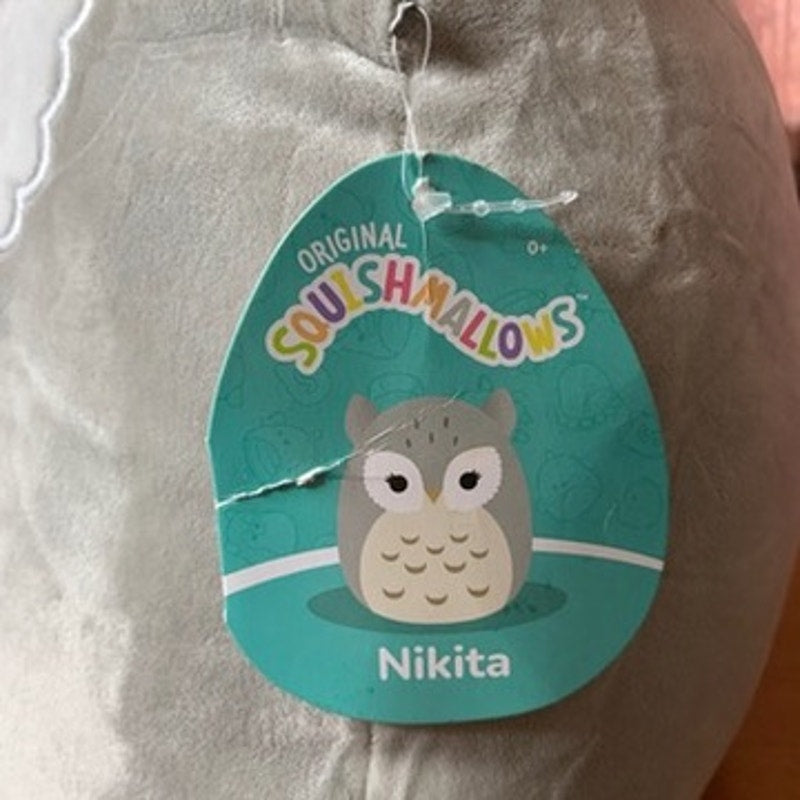 NWT Squishmallows Nikita Grey Owl Plush 12 w/ Tag