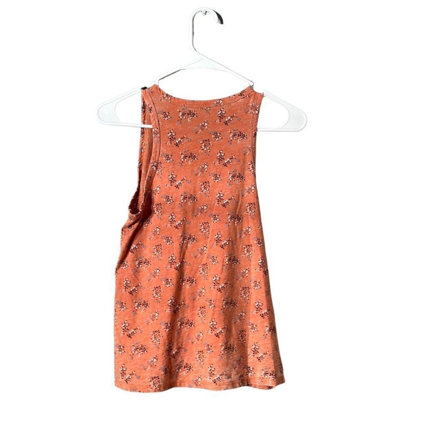 American Eagle Salmon Orange Ditsy Floral Sleeveless Flowy Tank Top Size XS