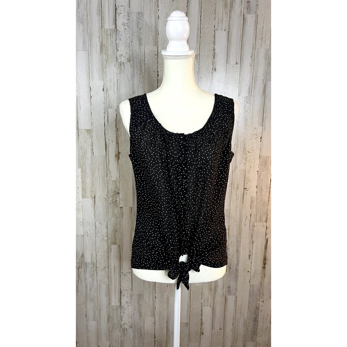 White House Black Market Women's Size 10 Black Polka Dot Sleeveless Blouse