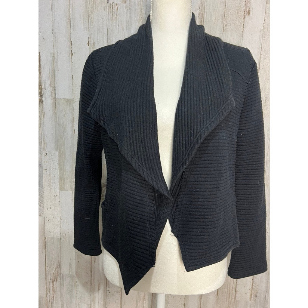 Dolan Women's Black Ribbed Cropped Blazer Jacket Size Medium Casual