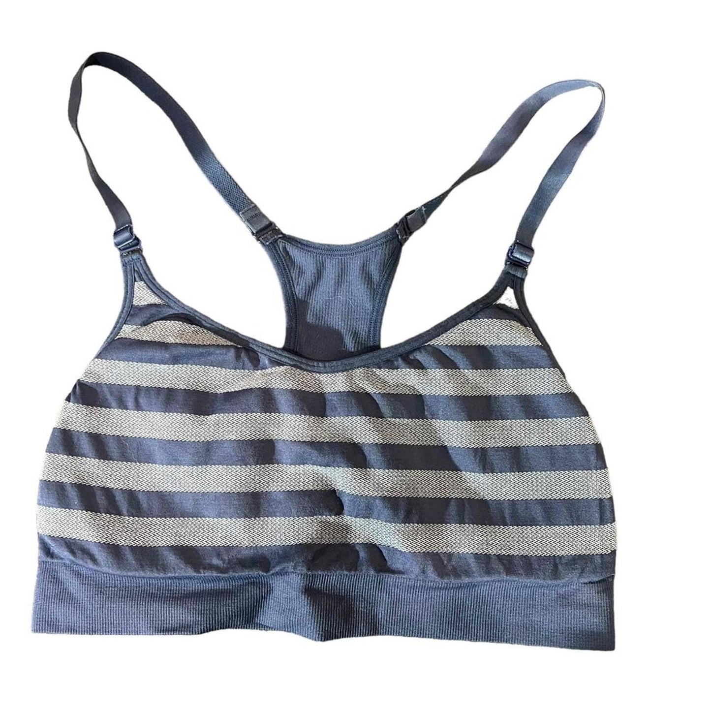 Spalding Sports Bra Womens Large Gray Striped Racerback Medium Support