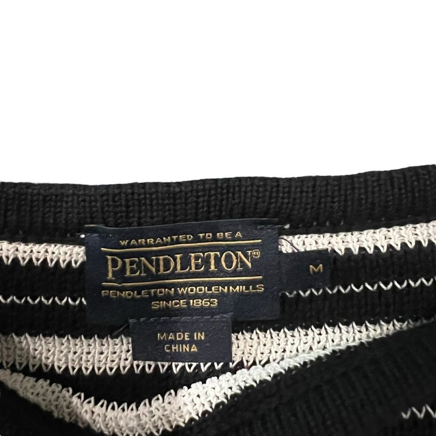 Pendleton Sweater Womens Size Medium Black & White Striped Knit Pullover Boat