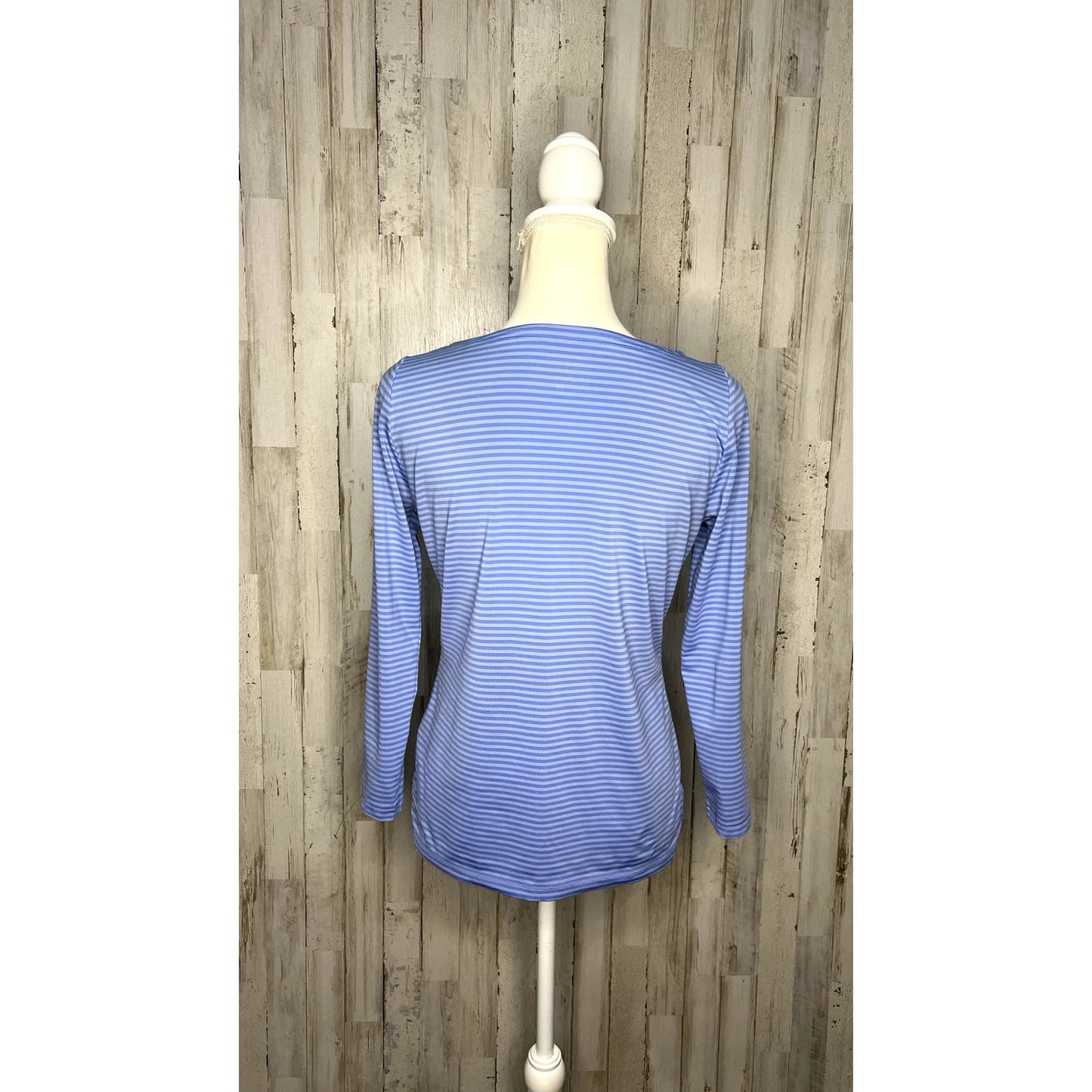 Vineyard Vines Women's XS Blue Striped Sankaty Boatneck Long Sleeve Tee