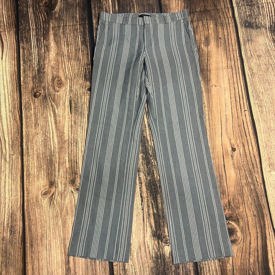 Banana Republic Women's Straight-Leg Striped Pants Gray Size 4 Casual