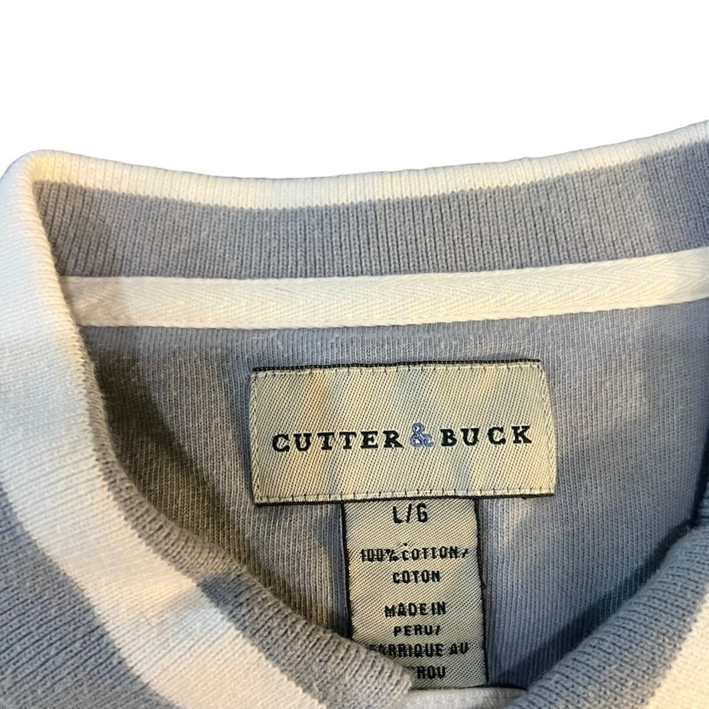Cutter & Buck Polo Shirt Mens Large Light Blue Solid Short Sleeve Golf Casual