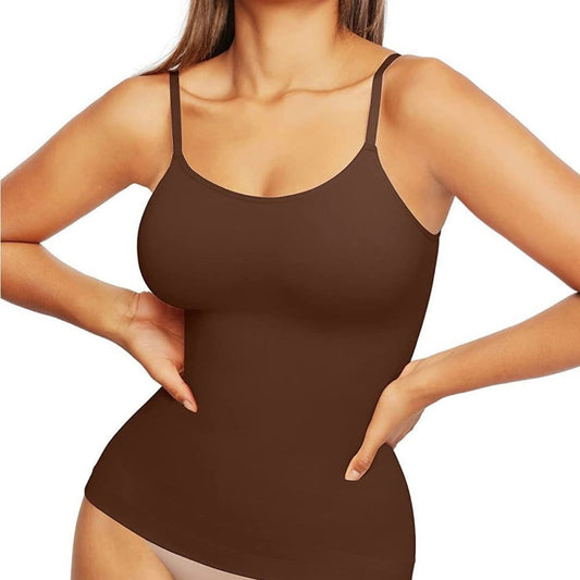 Brown Scoop Neck Compression Cami Control Body Shapewear EUC