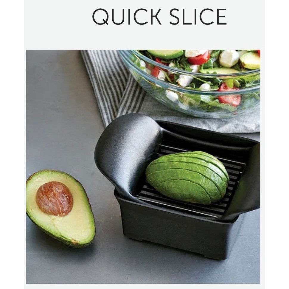 Pampered Chef Quick Slice Food Slicer Cutter w/ Catch Tray Black 2pc