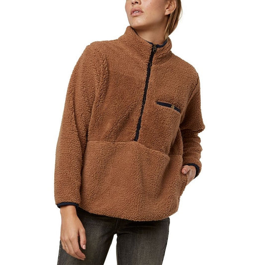 O’Neill Women’s XS Brown Sutton Fleece Pullover Mock Neck Half Zip Jacket