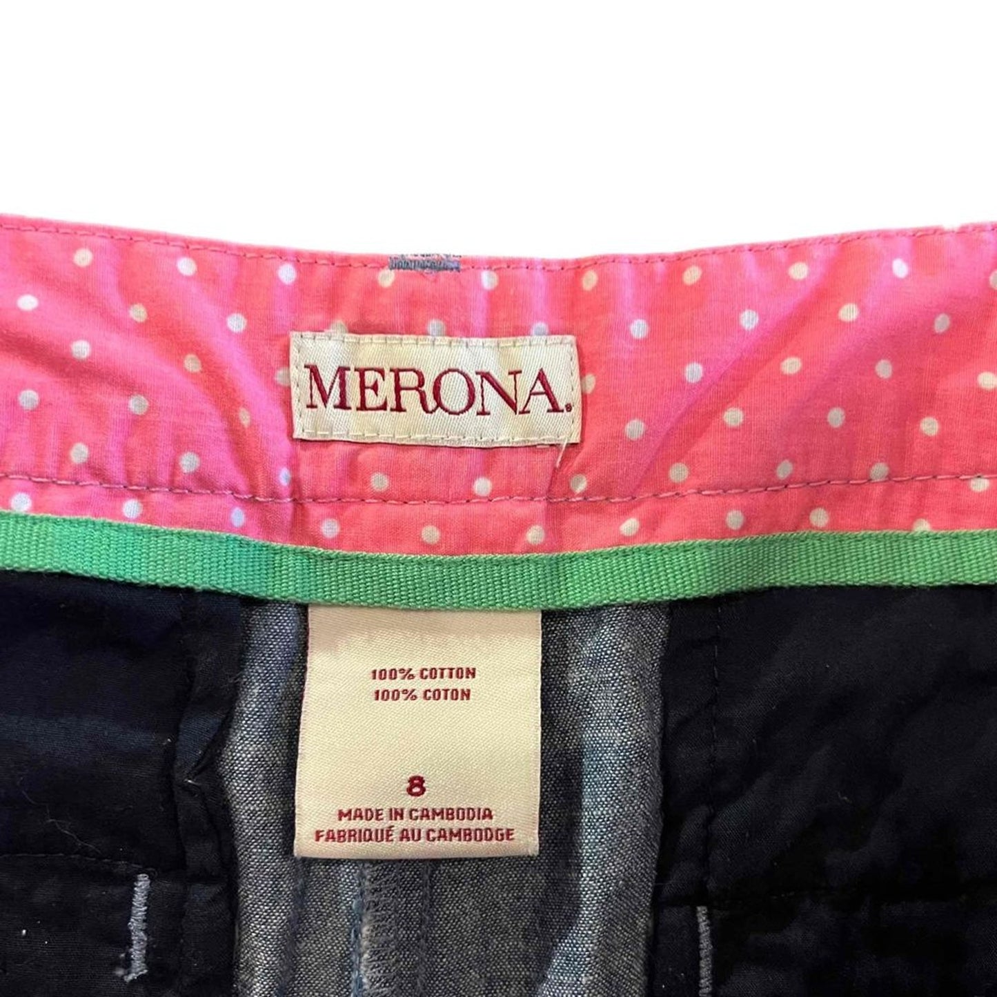 Merona Chino Shorts Womens Size 8 Blue Chambray Mid Rise Cuffed Hem