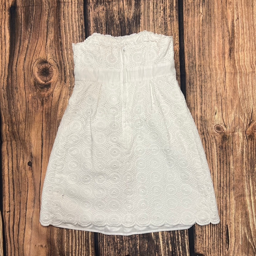 Lilly Pulitzer Women's White Strapless Eyelet Dress Size 2 Casual Short