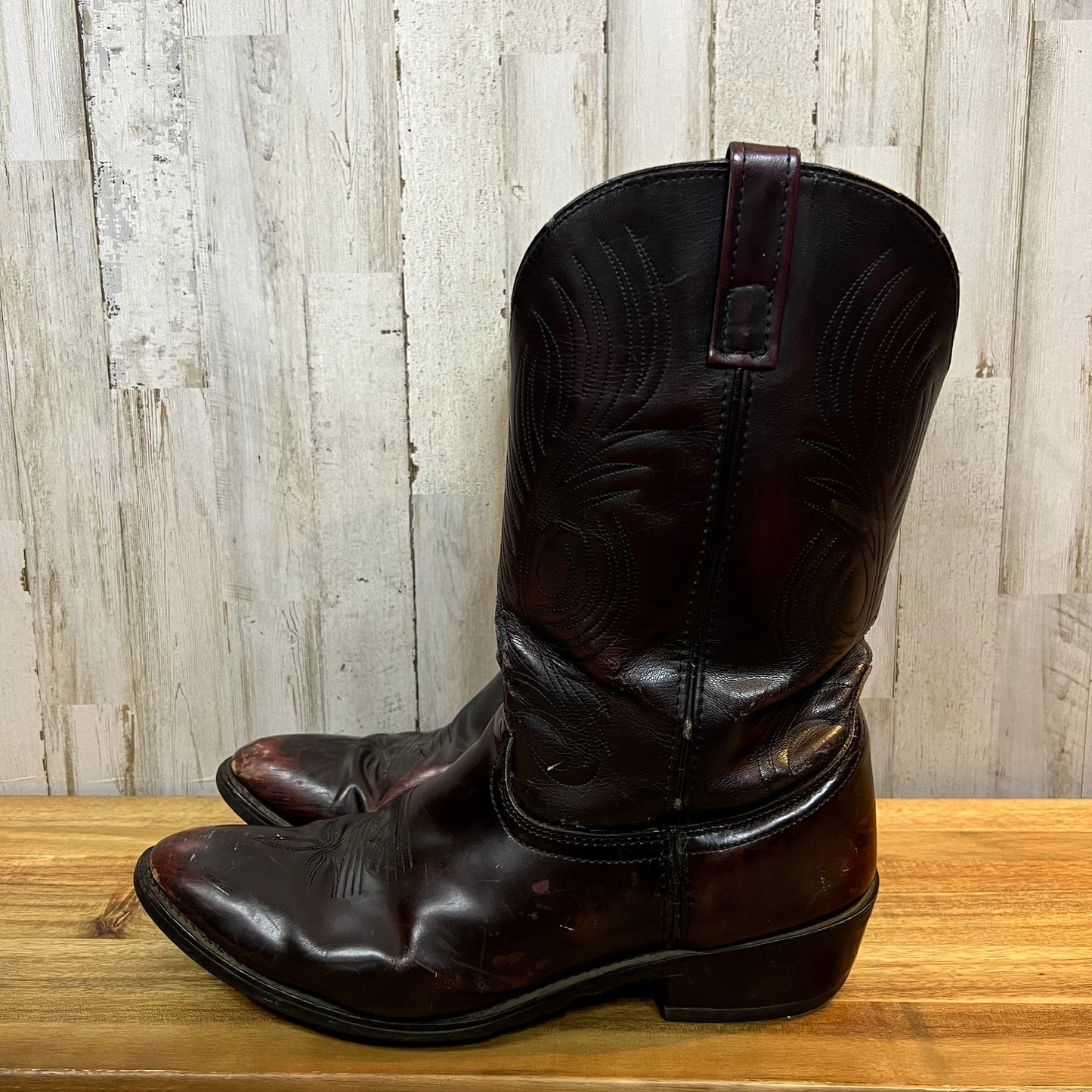 Potenza Men's Leather Western Cowboy Boots Cherry Size 13 EW Mid-Calf Round Toe