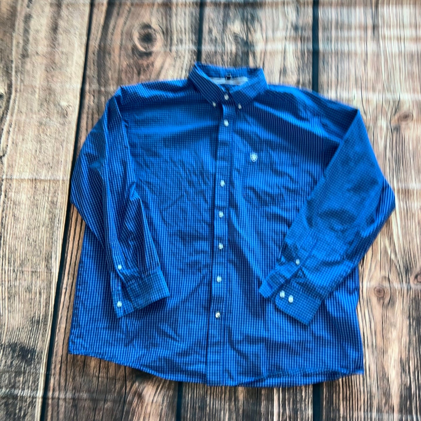 Ariat Pro Series Men's 2XL Blue Check Long Sleeve Button-Up Shirt Classic Fit