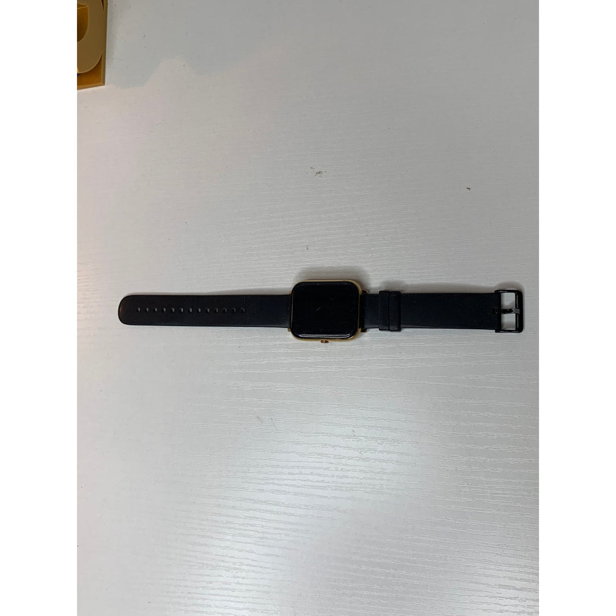 Gold Square Smart Watch Black Band Heart Rate Sleep Sport Fitness Tracker Unisex