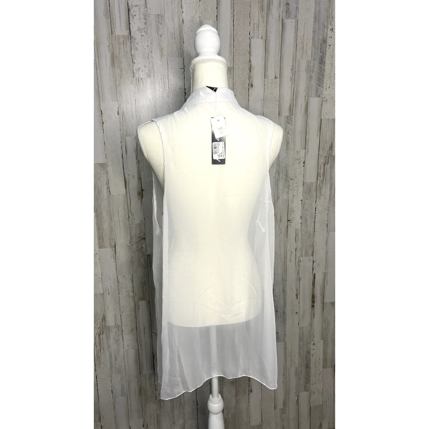 NWT Caren Sport Women's 3X Sheer White Sleeveless Button-Up Blouse Casual Summer