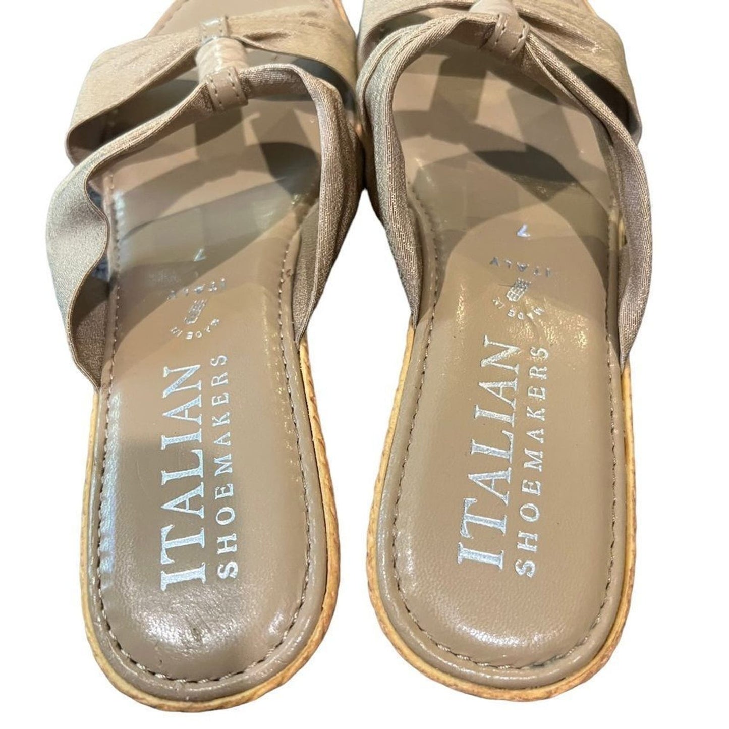 Italian Shoemaker Gold Metallic Skin Tone Wedge Slide Sandal Women's 8M