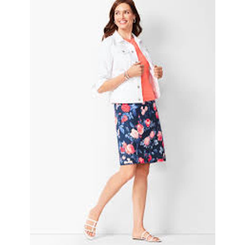 Talbots Petite Floral Canvas A-Line Skirt Women's Size 14P