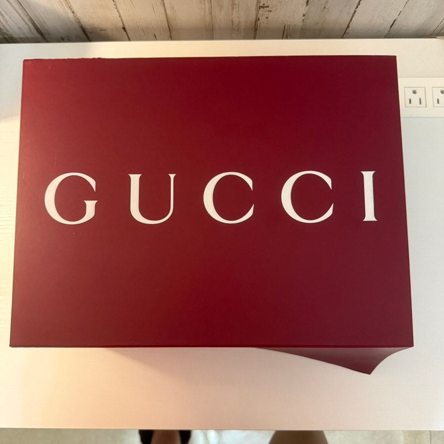 Gucci Large Burgundy Red Gift Box w/ Lid White Logo Packaging DAMAGED