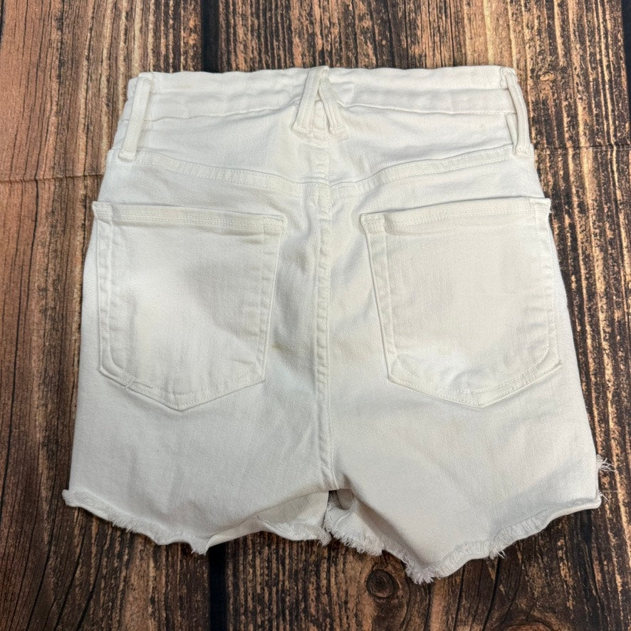 Good American Women's White High Rise Cut Off Distressed Denim Shorts Size 00