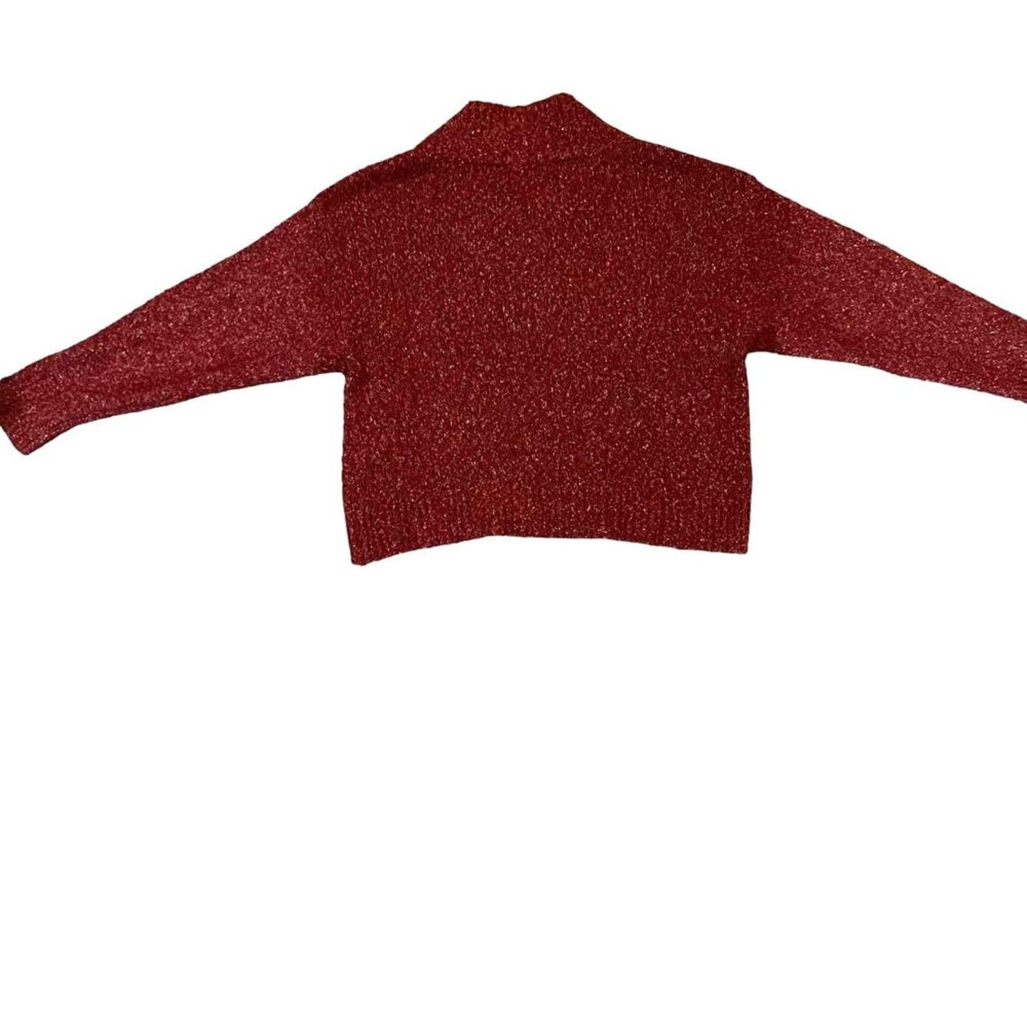 Anthropologie Frances Shimmer Cropped Sweater Red Motif Cabernet Size Small