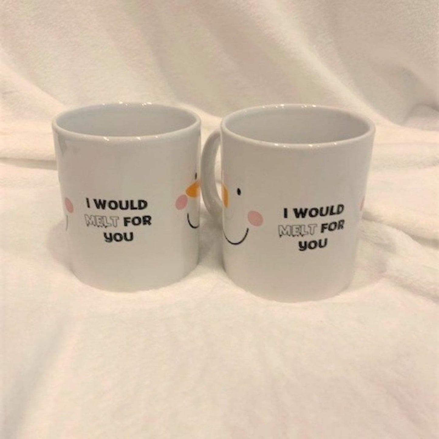 Set 2 "I would melt for you" snowman 16 oz mugs EUC