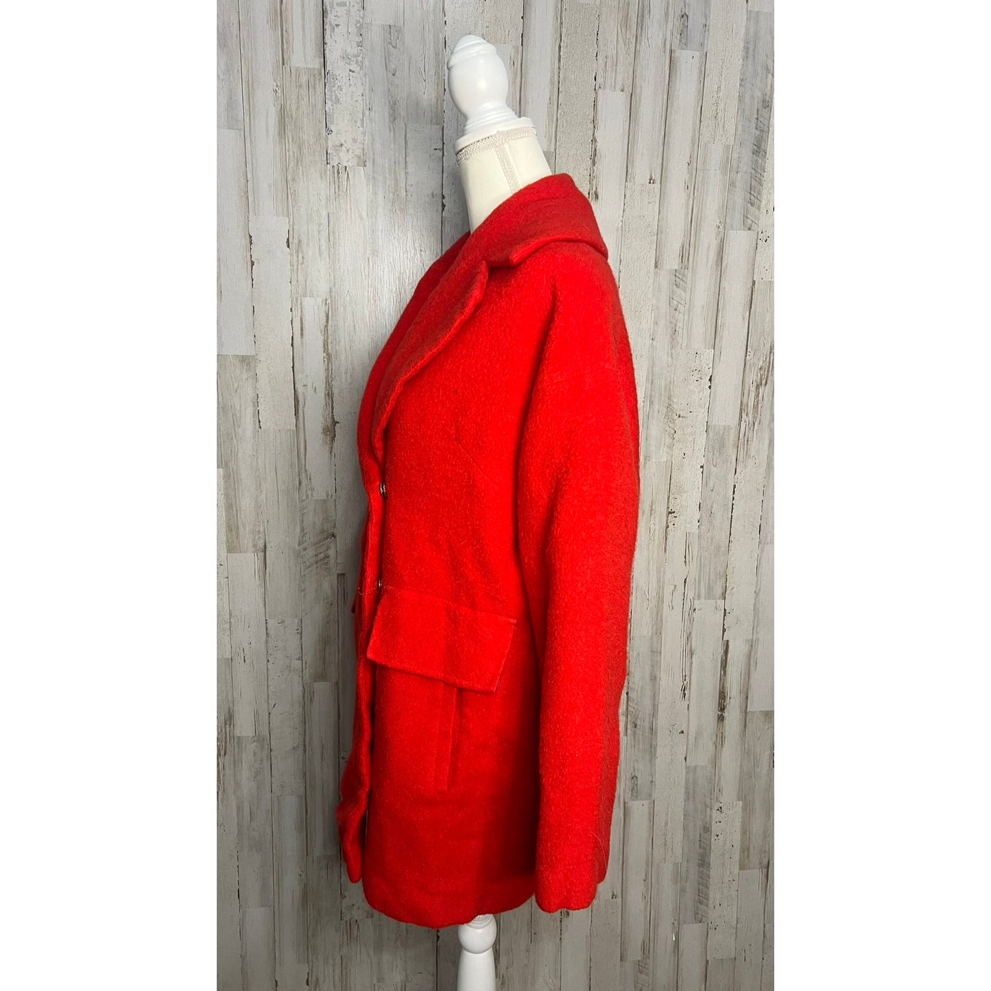 Trina Turk Women's Red Wool Overcoat Size 4 Winter Long Coat