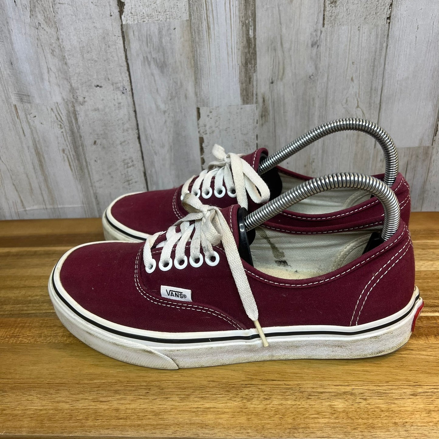 Vans Authentic Maroon/White Lace-Up Low Top Sneakers - Men's 7 / Women's 8.5